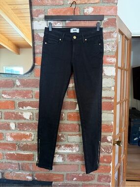 PAIGE Black Skinny Jeans with Gold-Tone Ankle Zippers